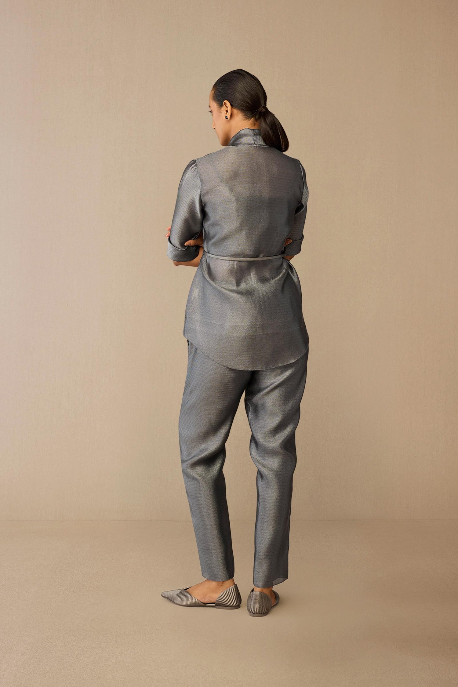 Brocade Idalia Cape Set – Grey