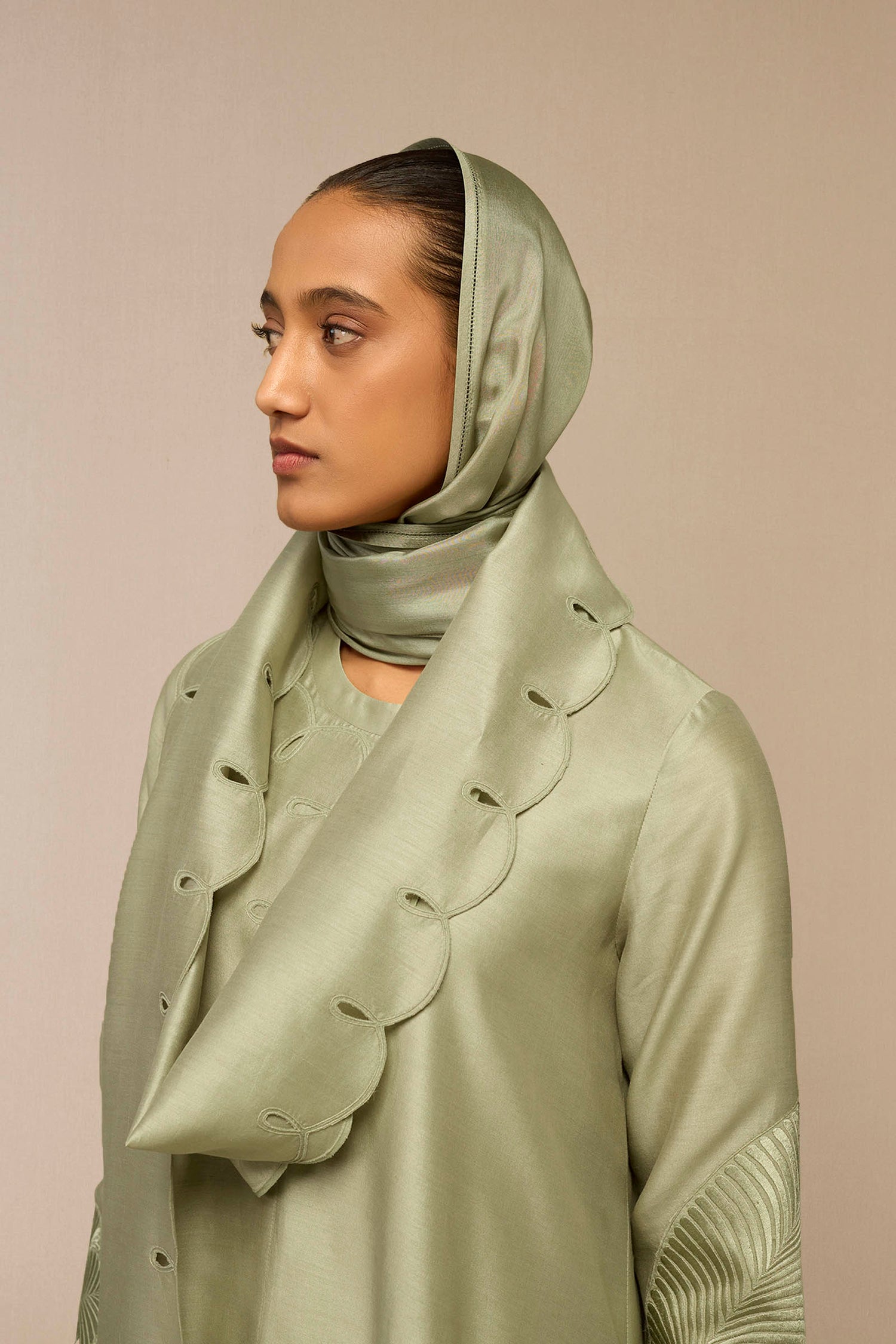 Chanderi Zainat Abaya – Green