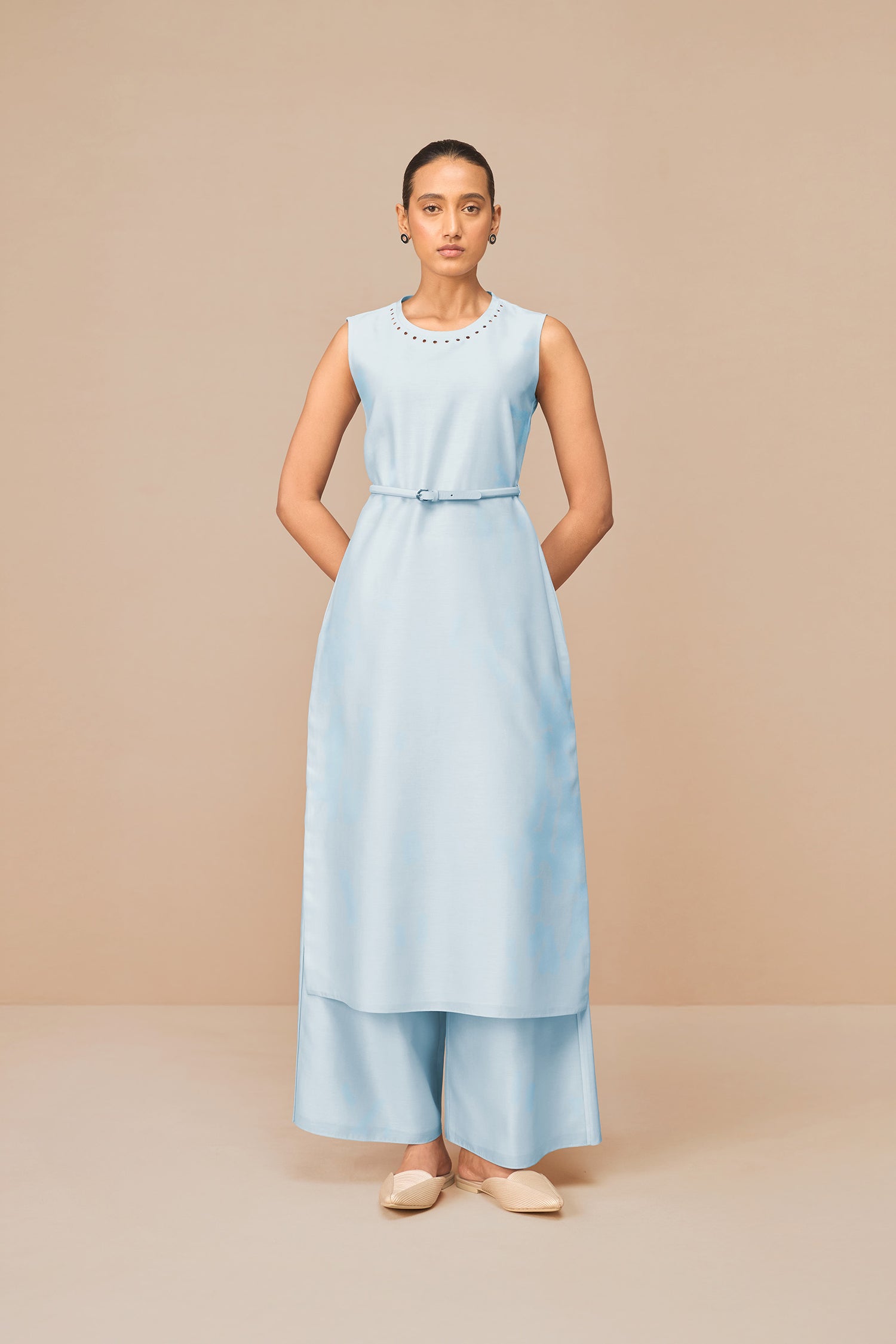 Chanderi Anais Jacket Set – Blue