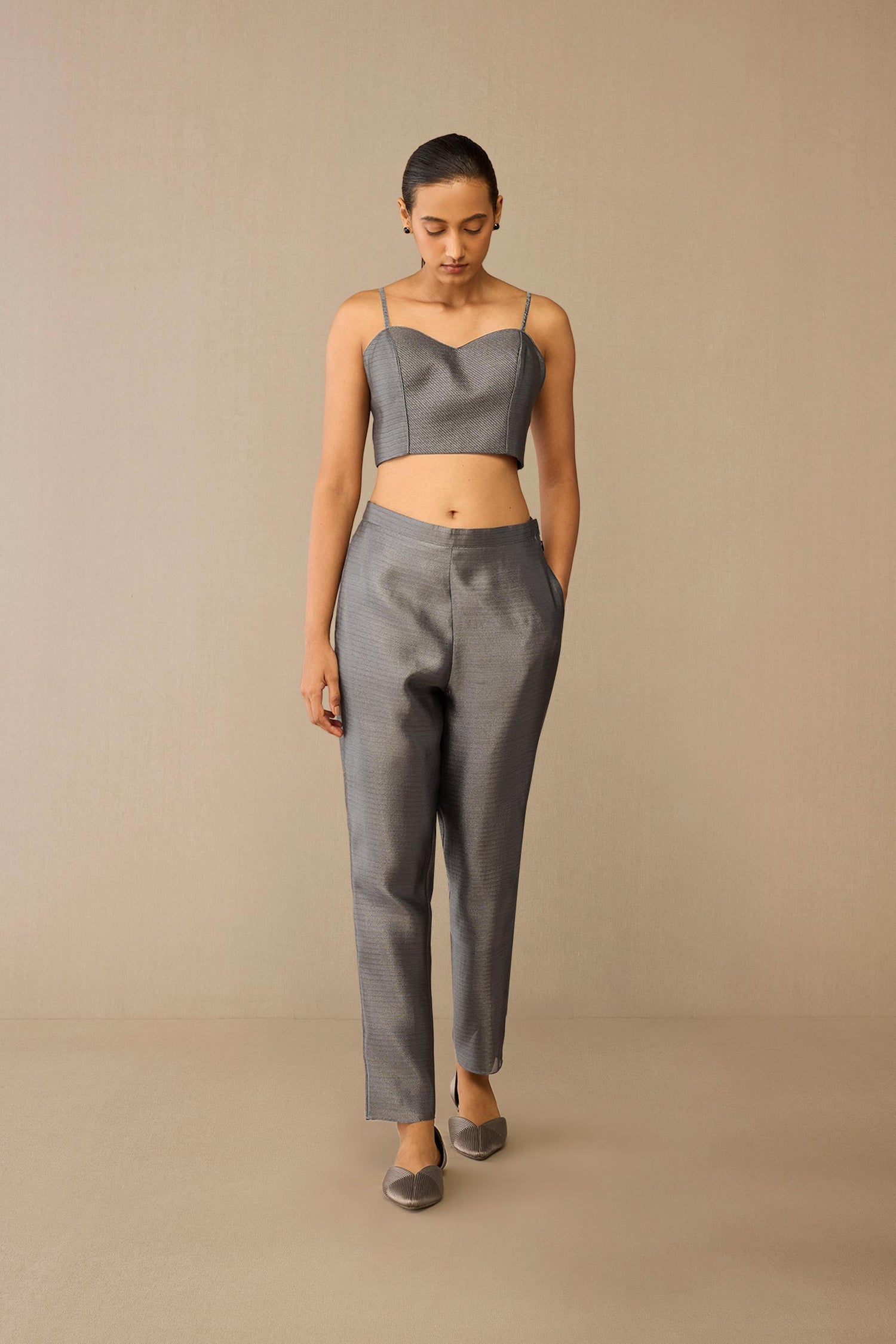 Brocade Idalia Cape Set – Grey