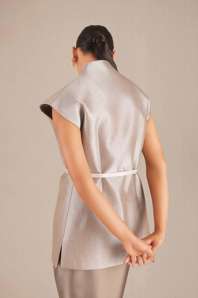 Effat Jacket Set - Metallic Silver JK