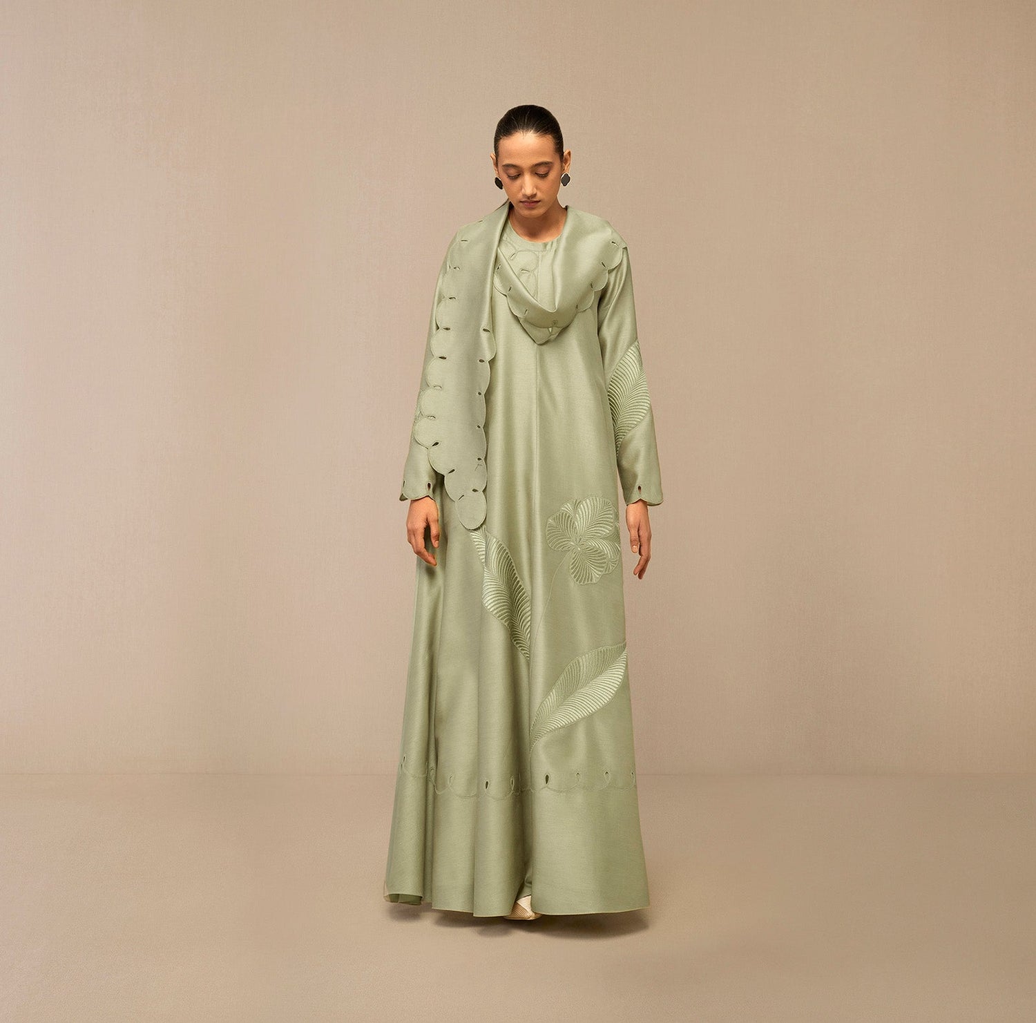 Chanderi Zainat Abaya – Green