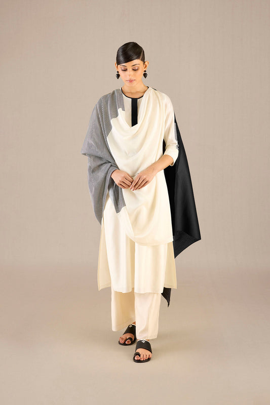Chanderi Bina Kurta Set – Ivory