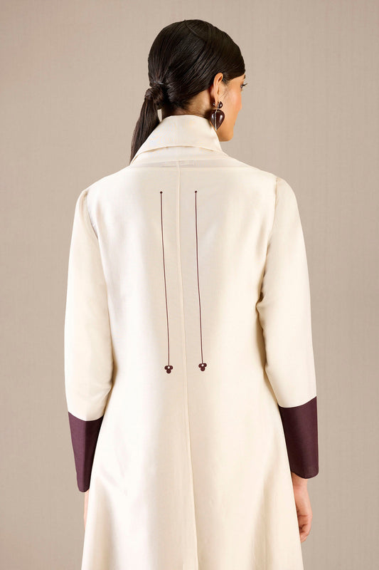 Chanderi Nakhat Jacket Set – Ivory