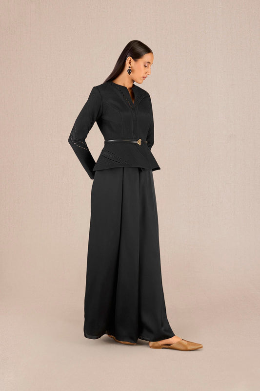 Chanderi Rifat Jacket Set – Black