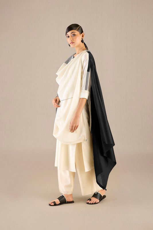 Chanderi Bina Kurta Set – Ivory