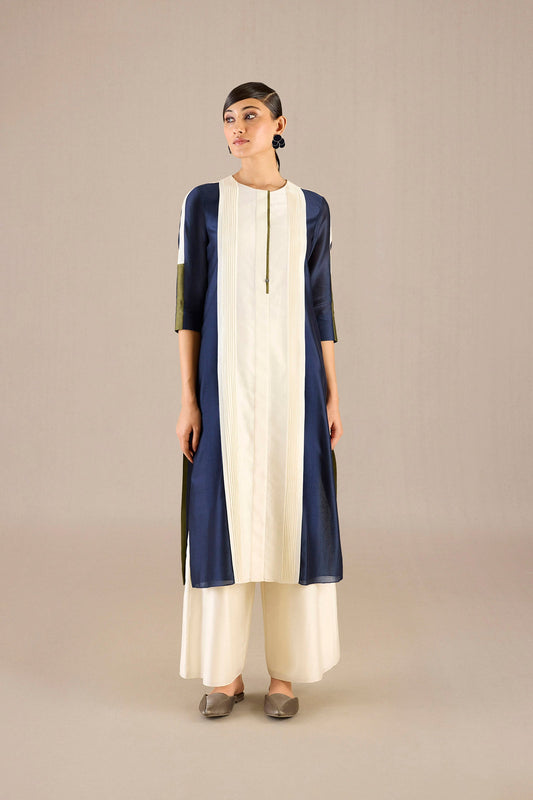 Chanderi Araiah Kurta Set – Blue