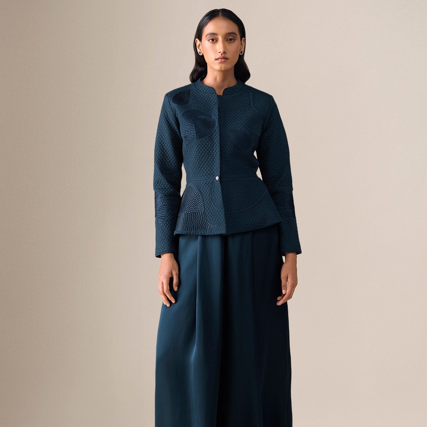  Silk Valla Jacket Set – Blue