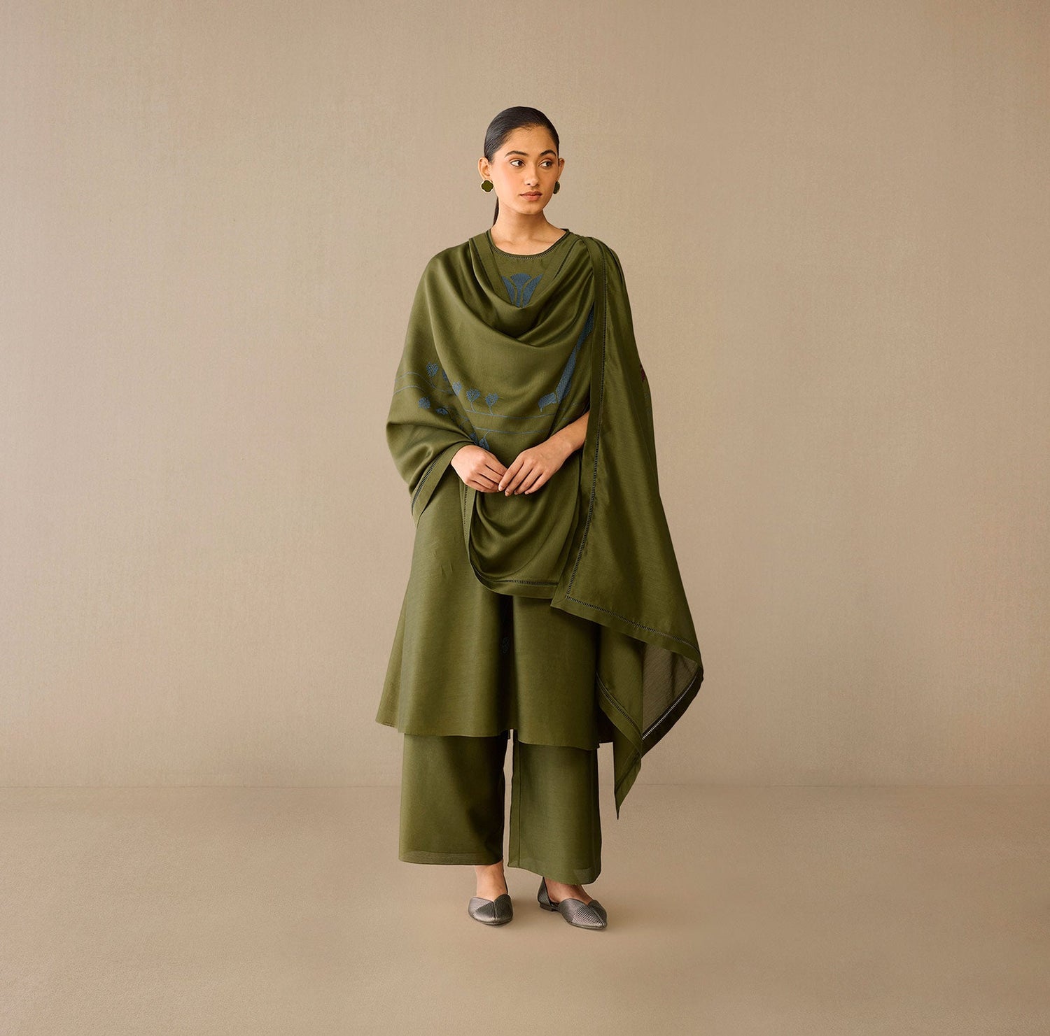  Chanderi Samreen Kurta Set – Green