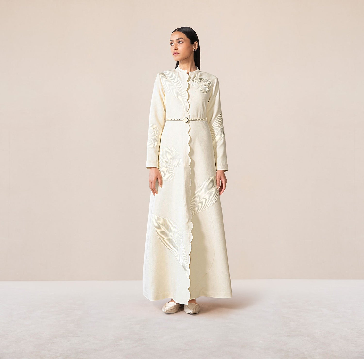 Nahid Ivory woollen Abaya