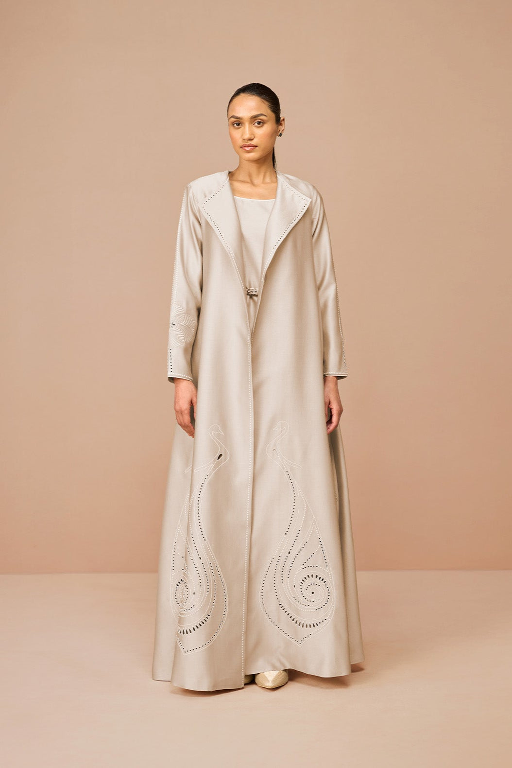  Chanderi Raysa Jacket Set – Beige