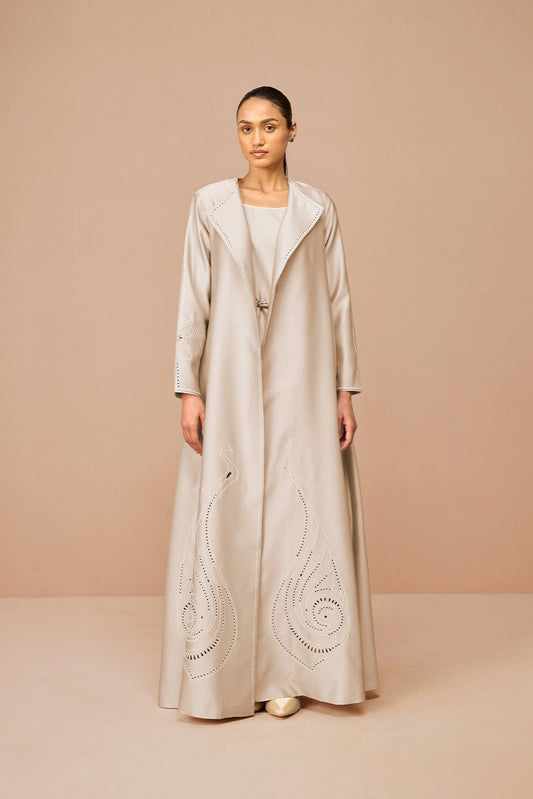 Chanderi Raysa Jacket Set – Beige
