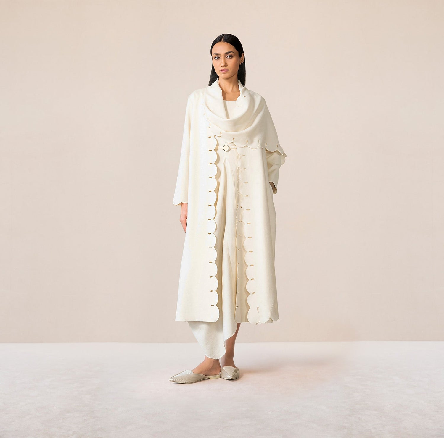 Seba Ivory woollen Jacket Set 