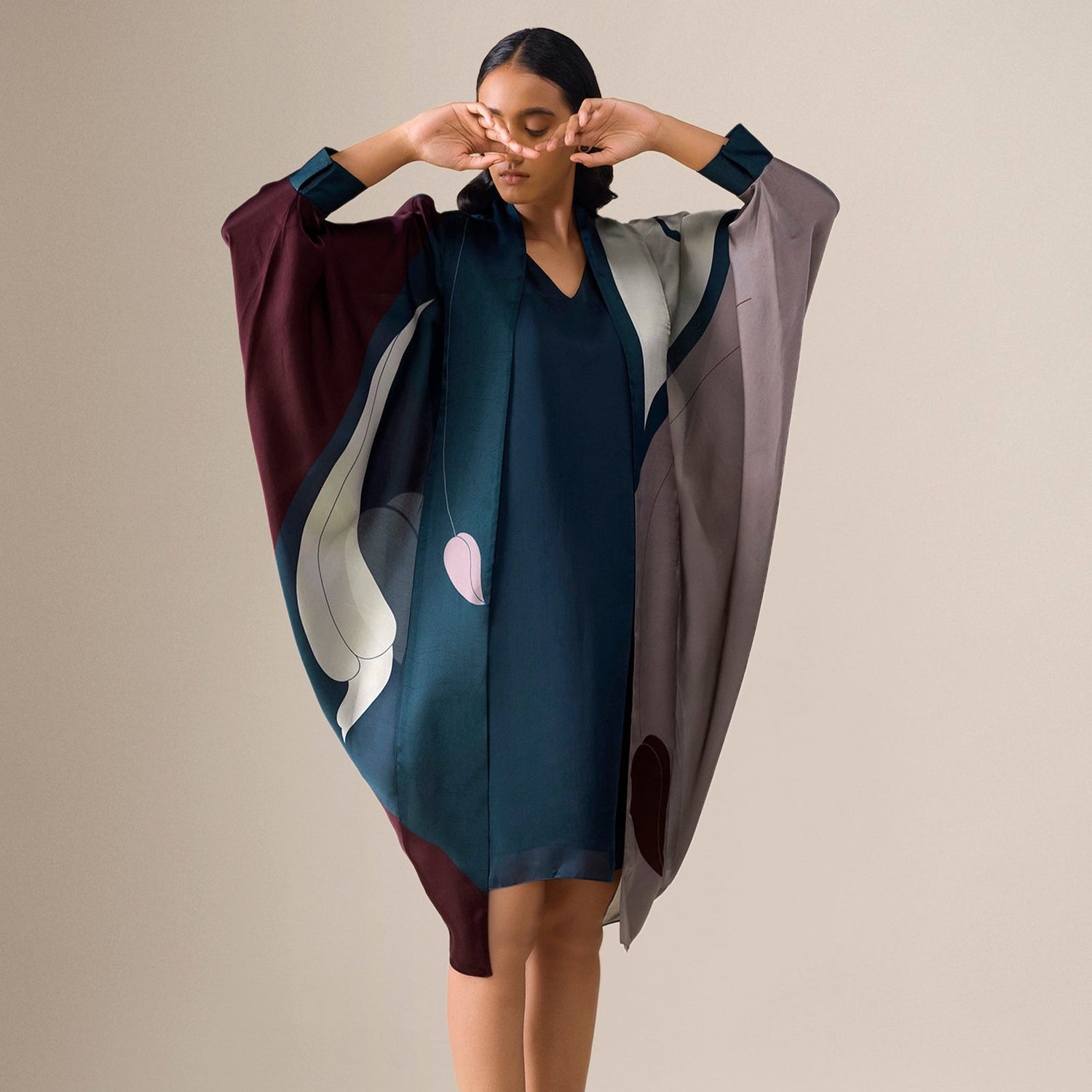  Organza Anissa Cape Set – Blue