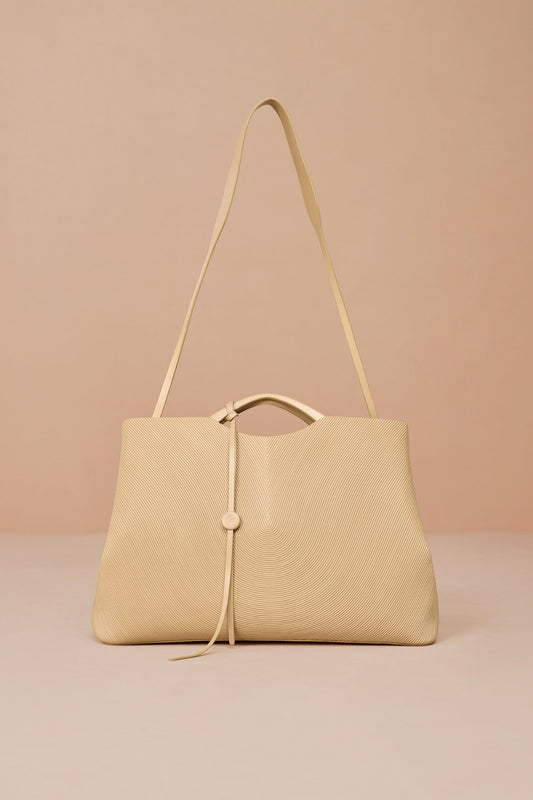 Faux Leather Liora Tote Bag – Beige