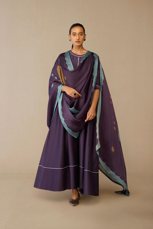 Chanderi Viha Kurta Set – Purple