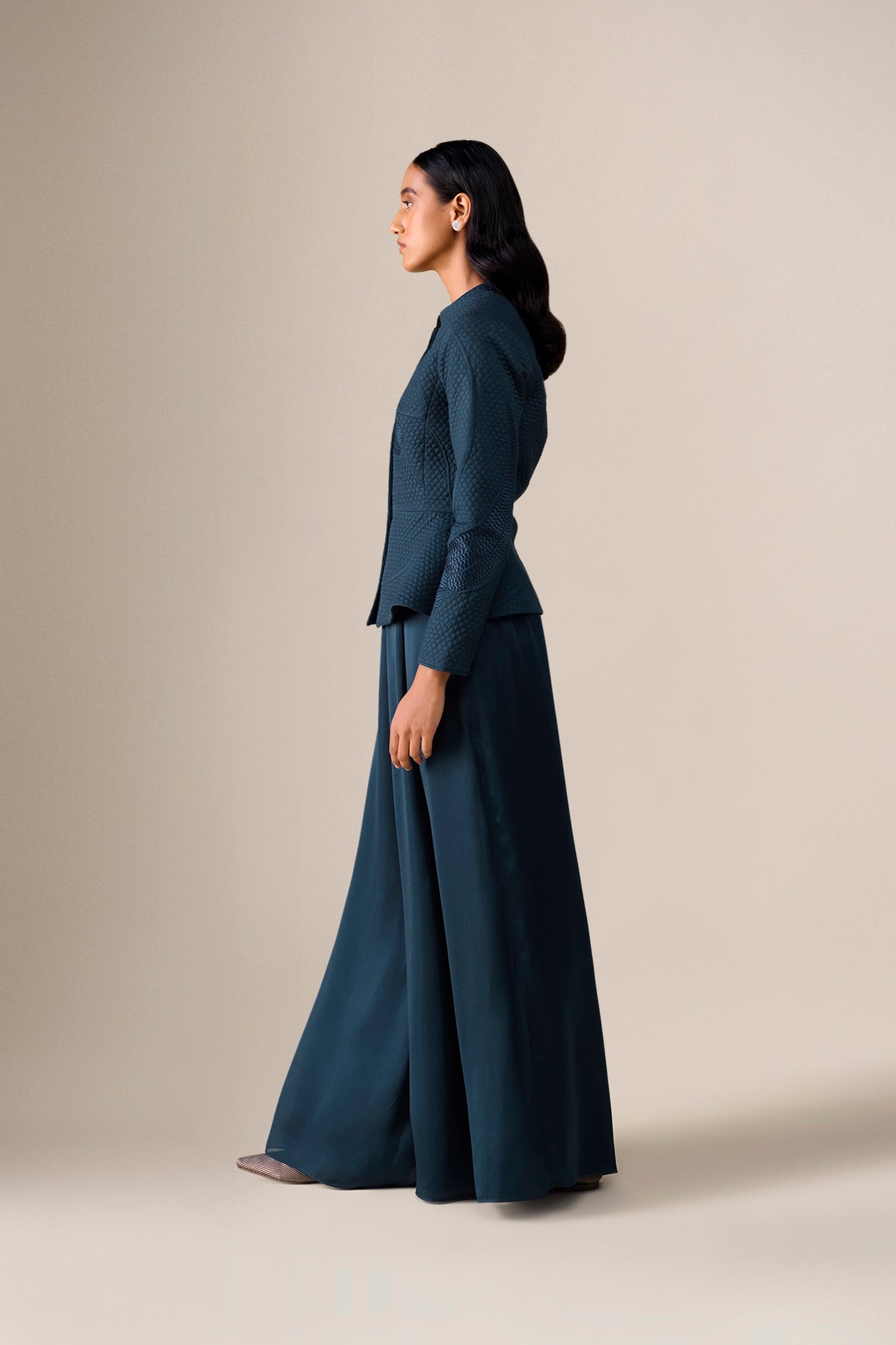  Silk Valla Jacket Set – Blue