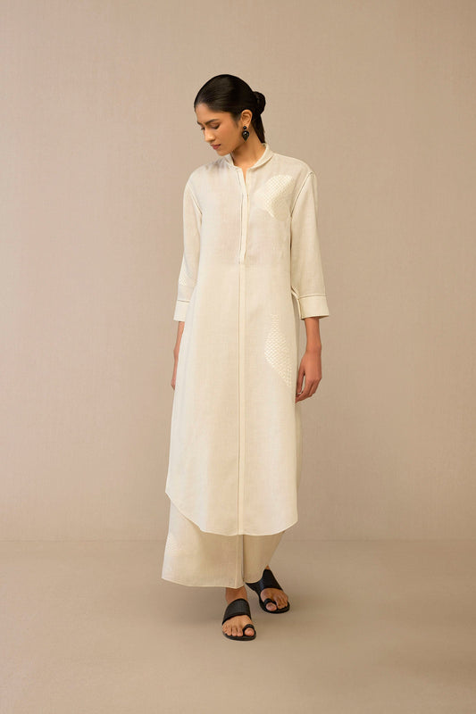 Linen Dilafrooz Tunic Set – Ivory