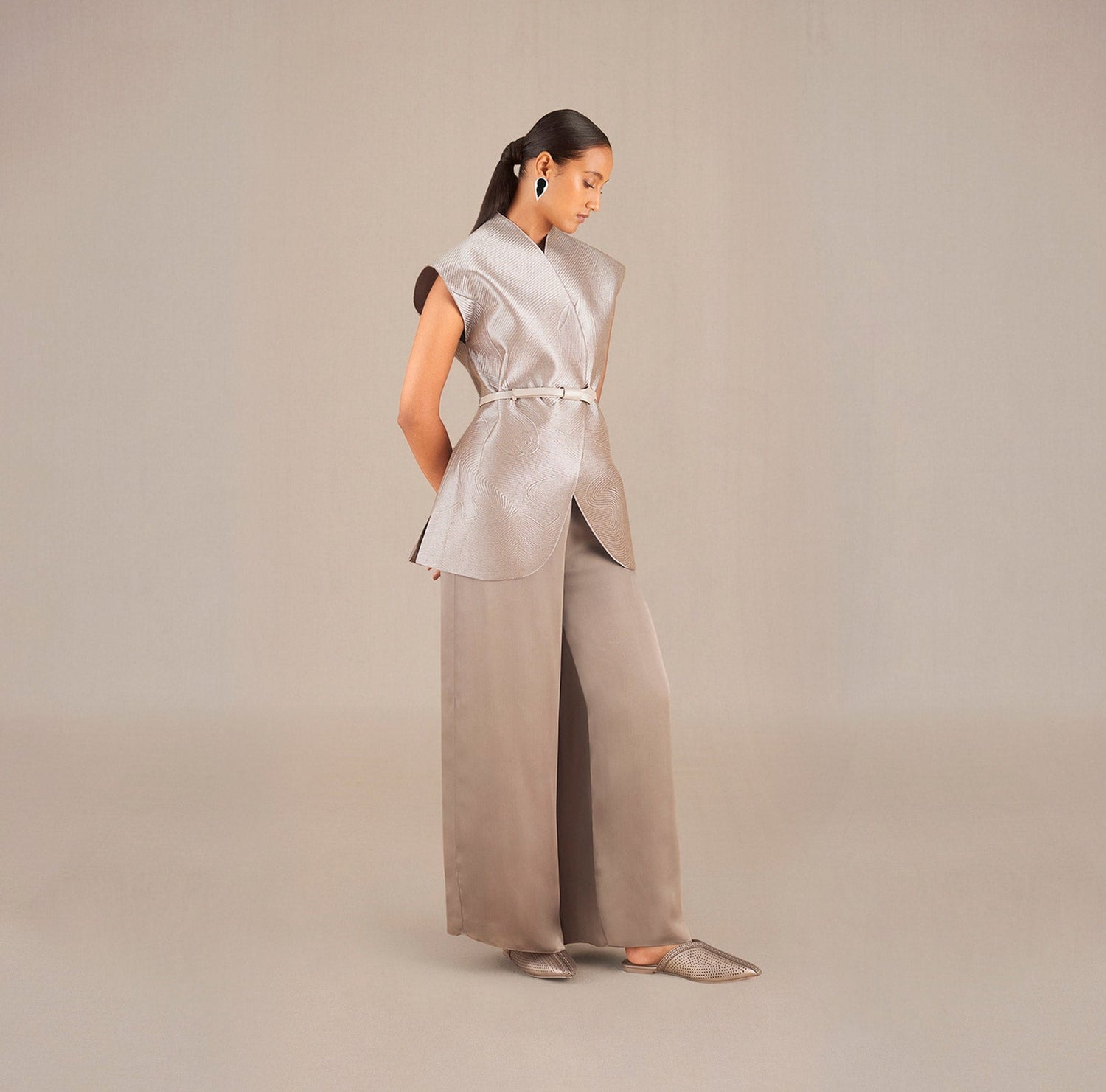 Effat Jacket Set - Metallic Silver 