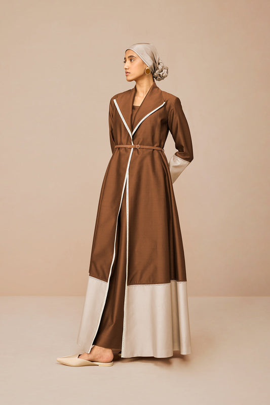 Chanderi Mirdea Jacket Set – Brown