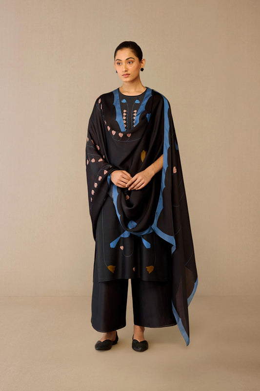 Chanderi Shaza Kurta Set – Black