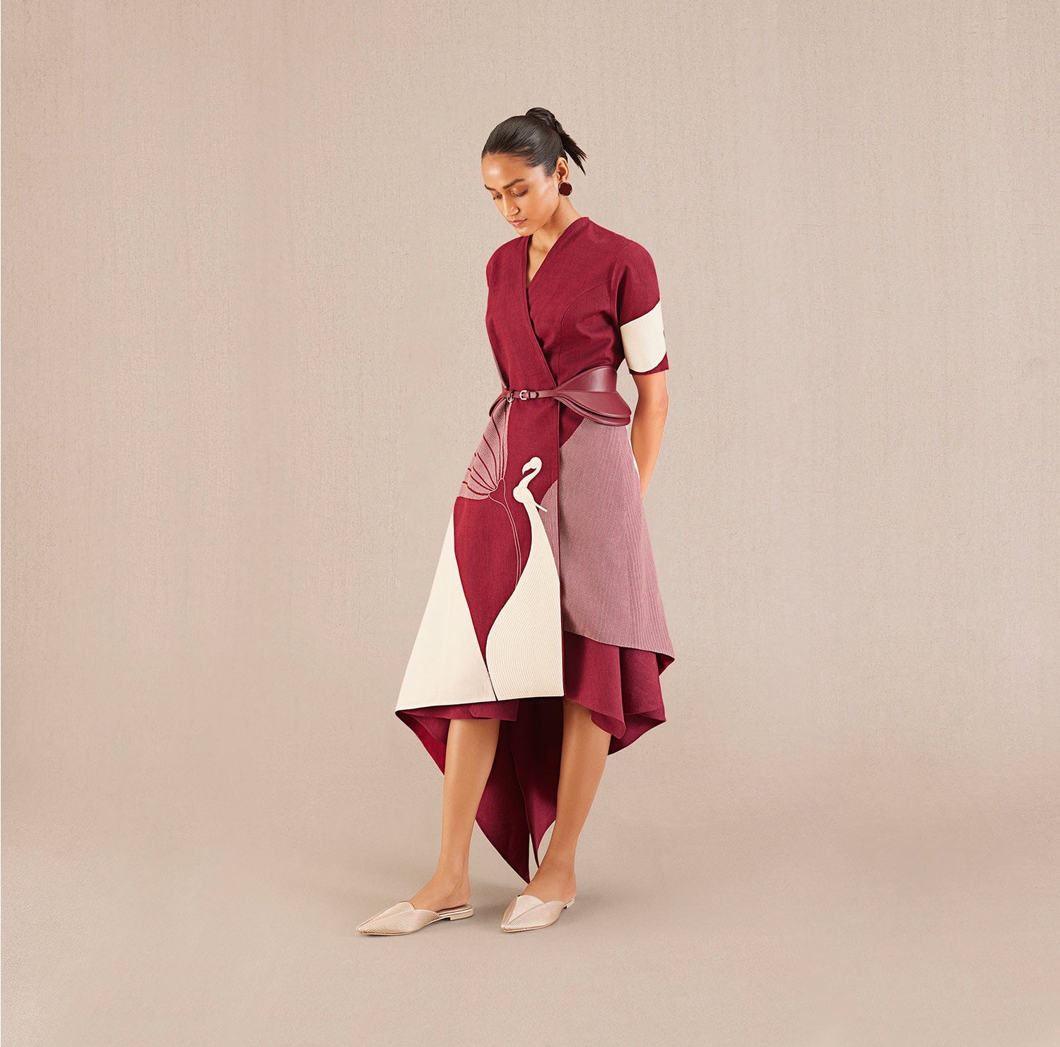 Naila Jacket Set - Wine 