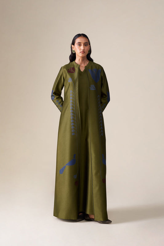 Chanderi Maliah Abaya Set – Red