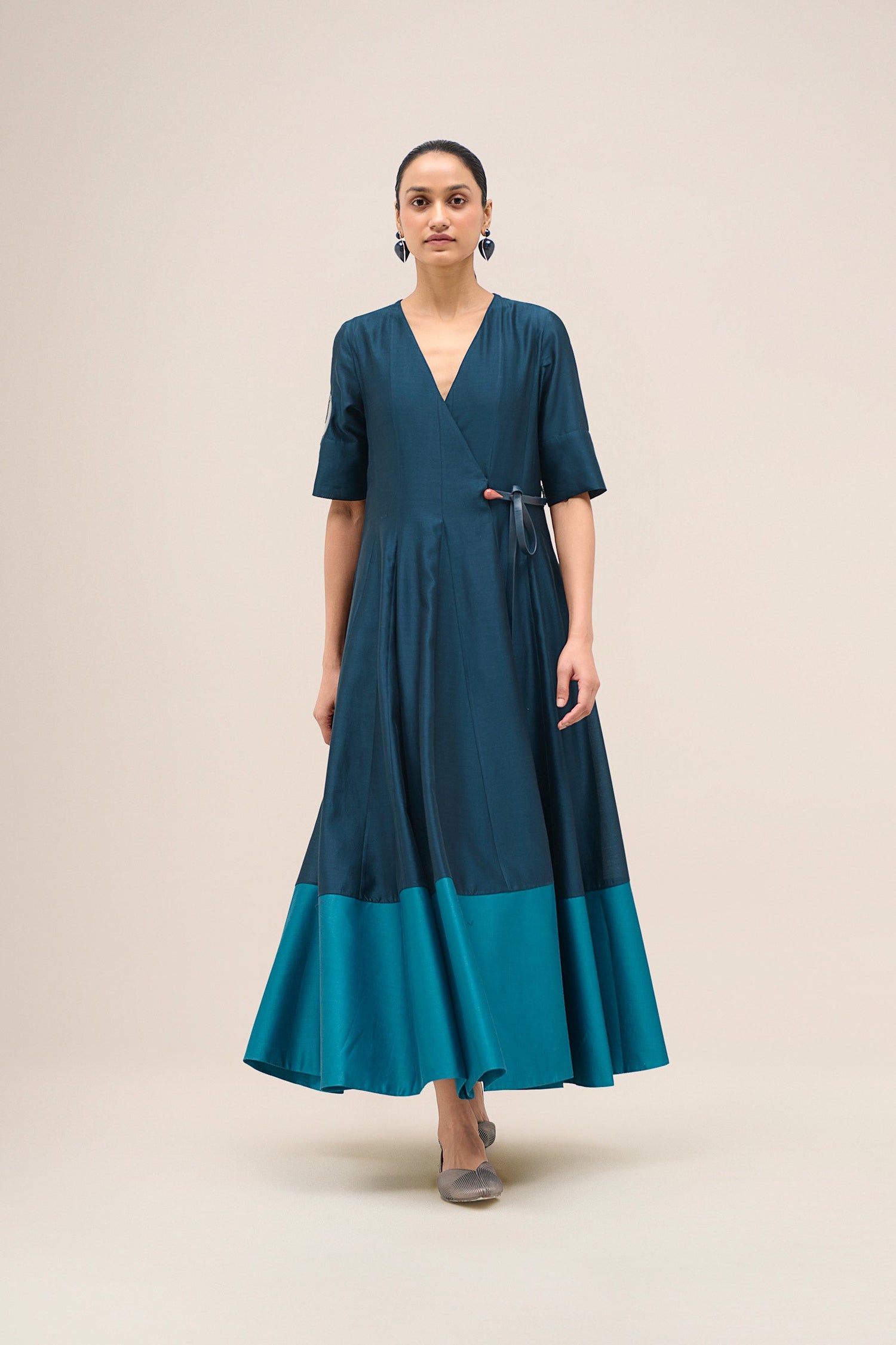  Chanderi Lara Dress – Blue