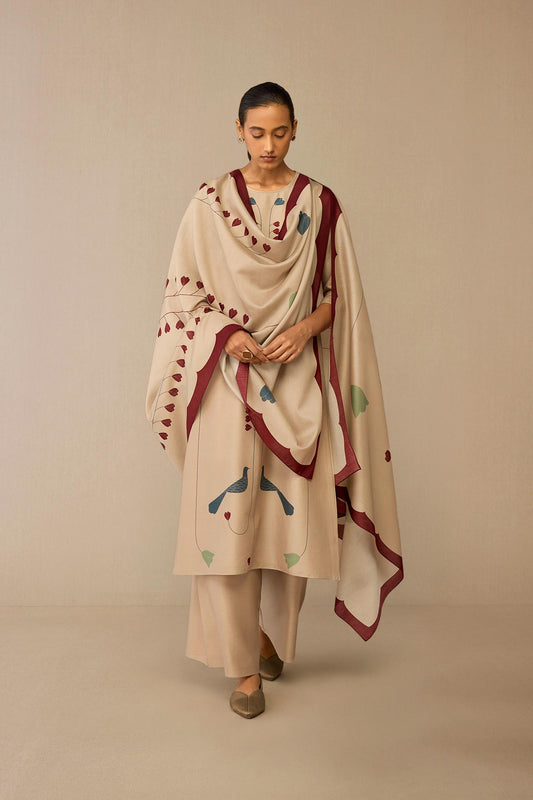 Chanderi Azran Kurta Set – Beige