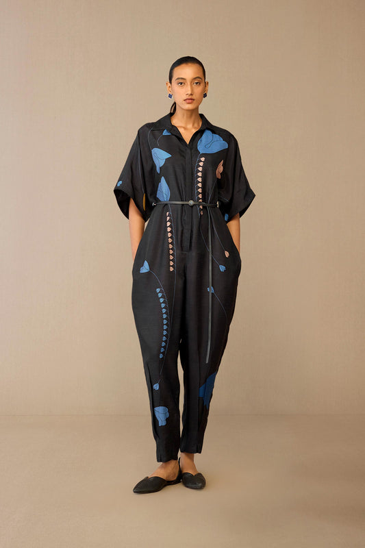 Silk Romillie Jumpsuit – Black