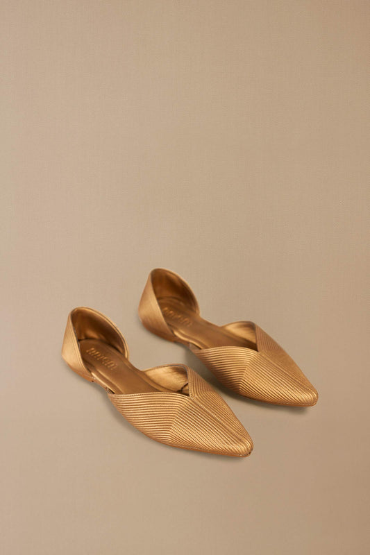 Faux Leather Zahra Point-toe Flats – Metallics