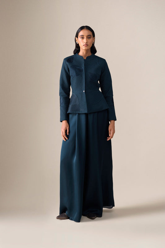 Silk Valla Jacket Set – Blue