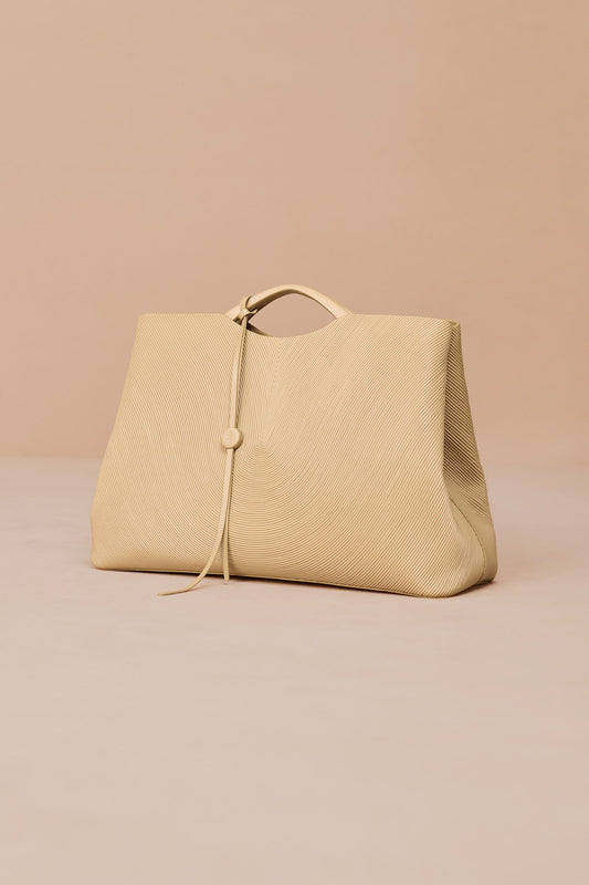 Faux Leather Liora Tote Bag – Beige