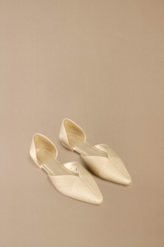 Faux Leather Zahra Point-toe Flats – Metallics