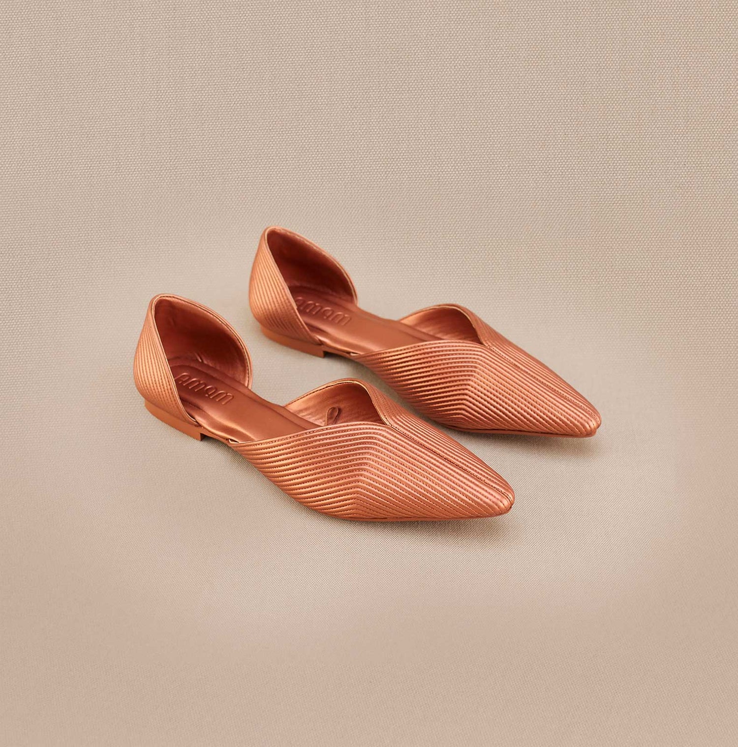 Zahra Point-toe Flats - Metallic Copper