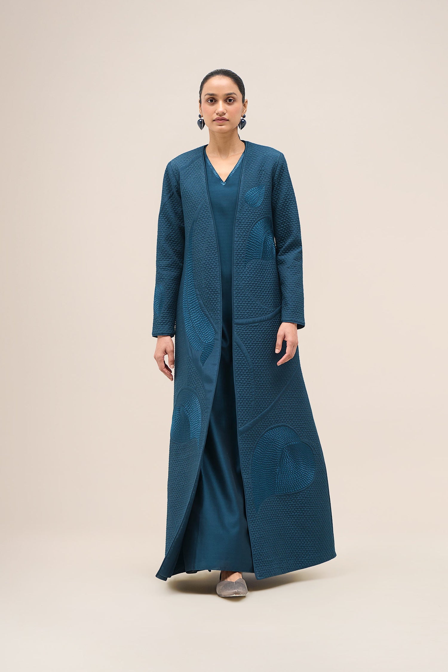  Shantung Raziya Abaya Set – Blue