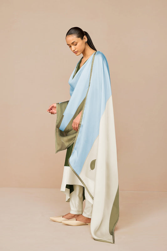 Chanderi Tasia Kurta Set – Green