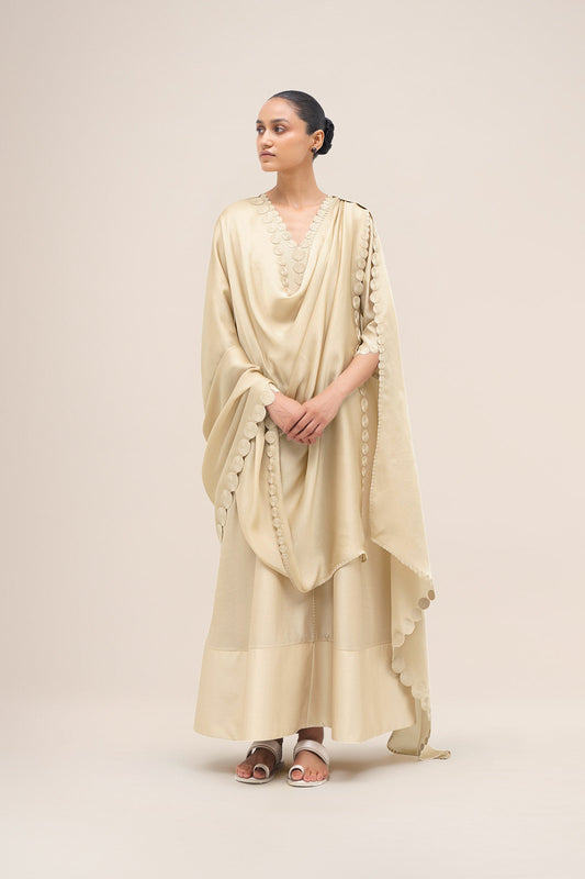 Chanderi Naghma Kurta Set – Beige