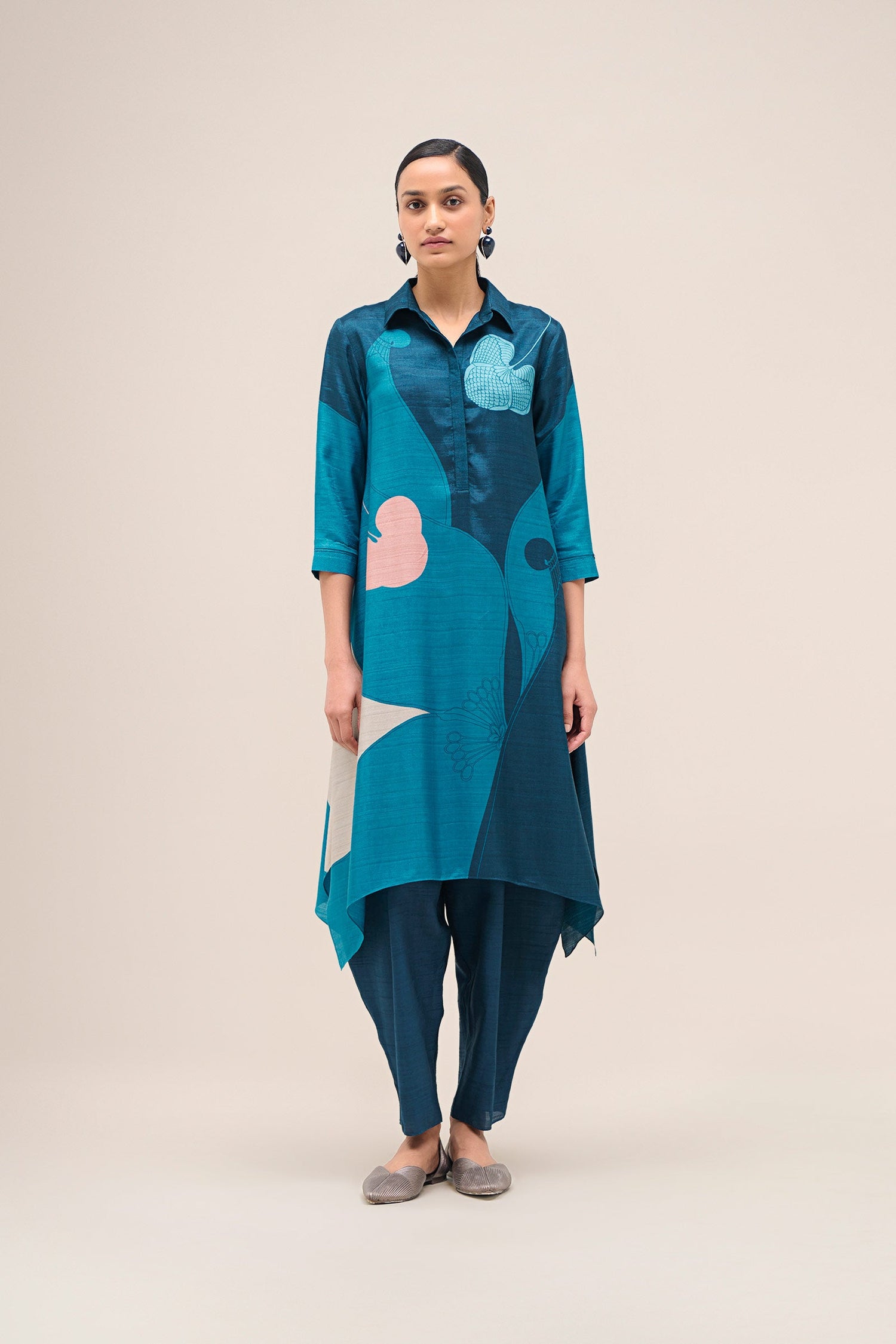  Silk Zoha Tunic Set – Blue