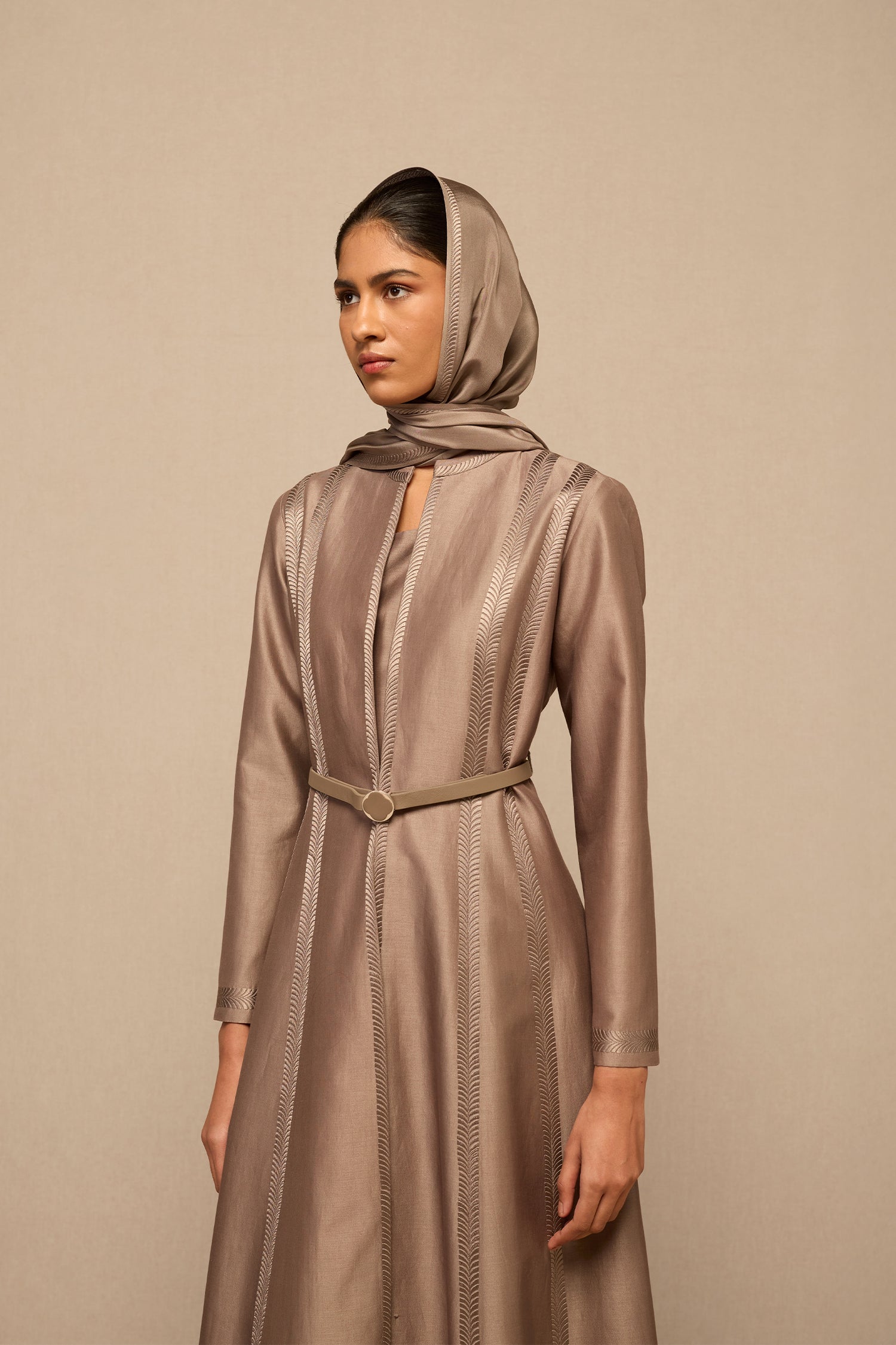  Chanderi Rubab Abaya Set – Grey