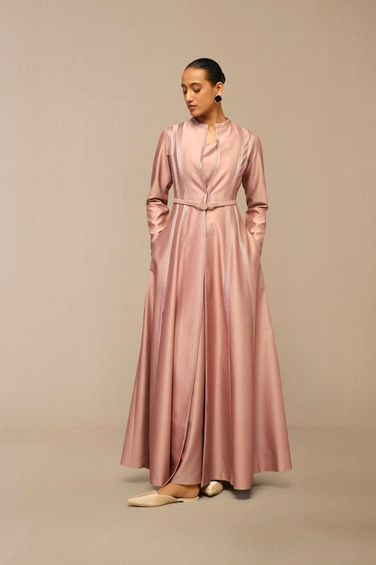 Chanderi Rubab Abaya Set – Pink
