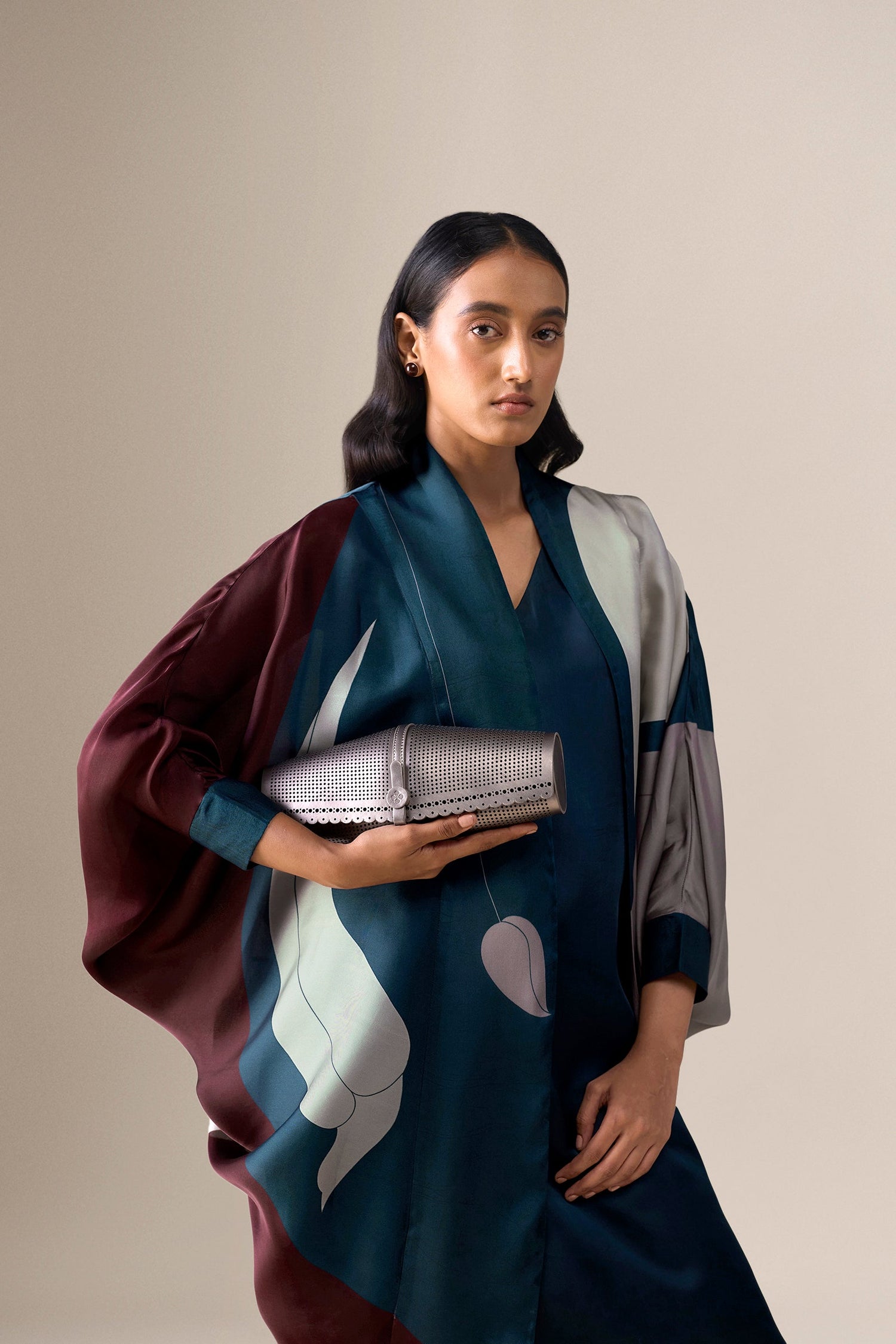  Organza Anissa Cape Set – Blue