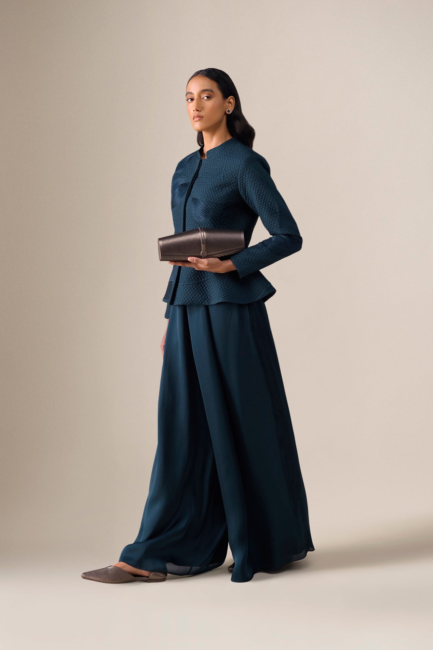  Silk Valla Jacket Set – Blue