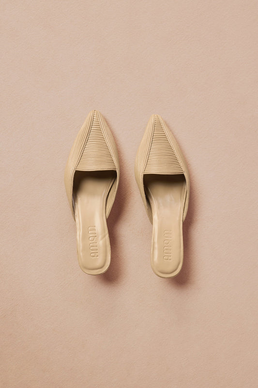Faux Leather Zalea Heels – Beige