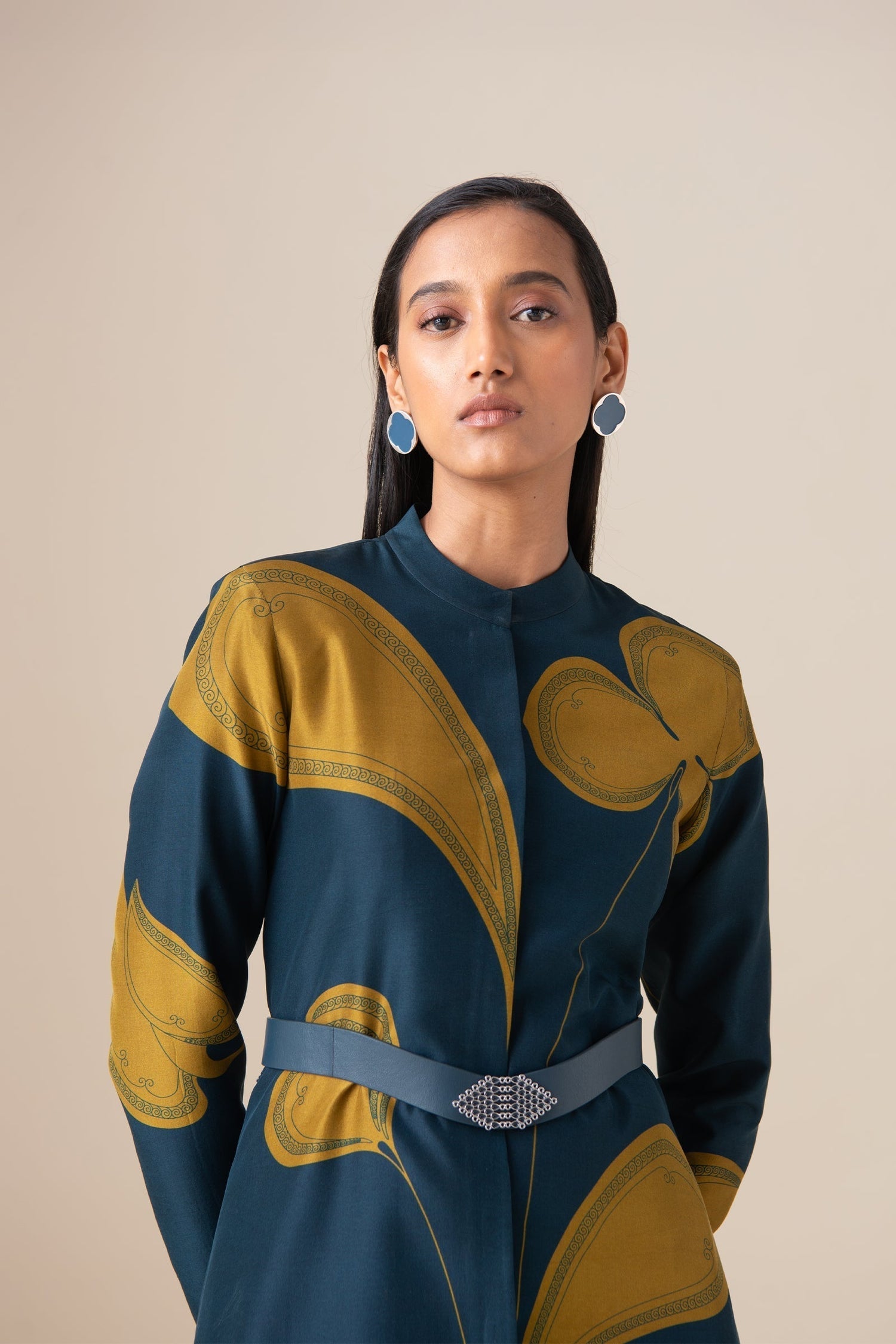  Habutai Saeeda Abaya Set – Blue