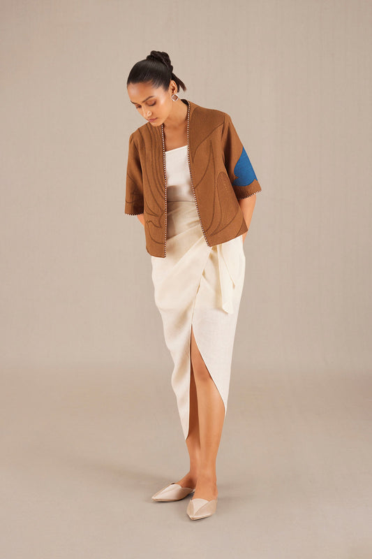 Linen Sabaah Jacket Set – Brown