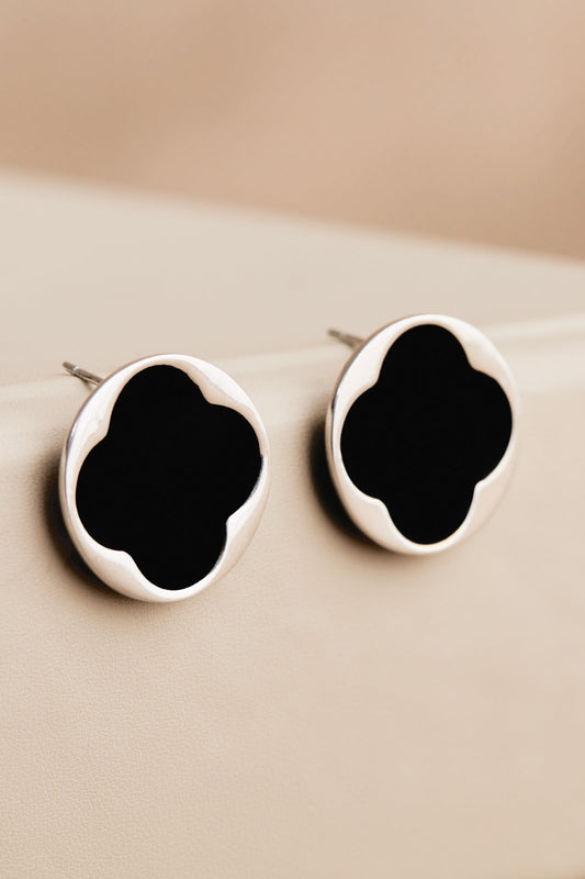 Enamel Vivienne Studs – Black