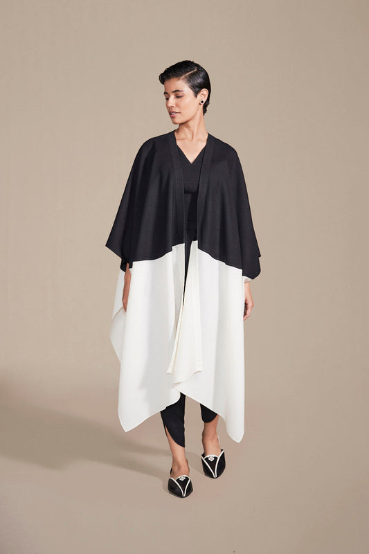 Wool Jenna Cape Set – Black