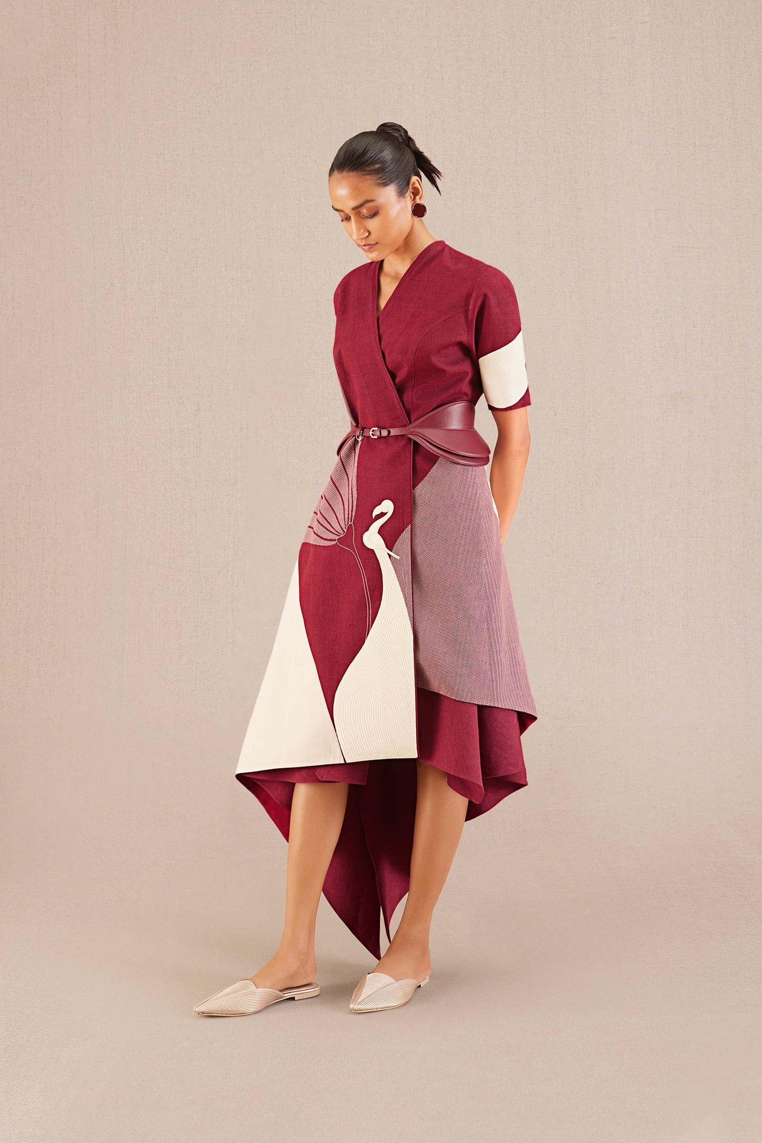 Naila Jacket Set - Wine 