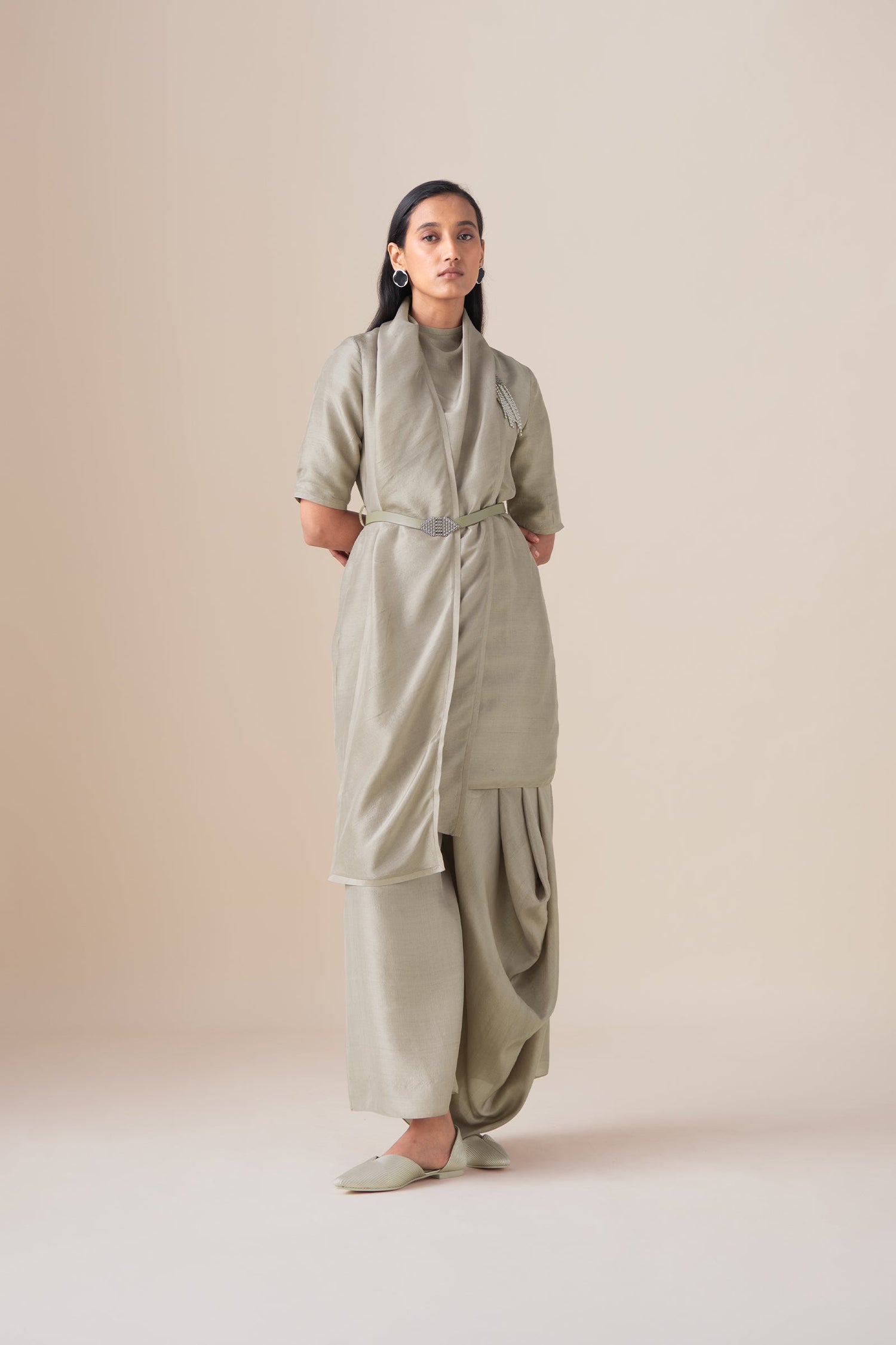  Silk Sera Tunic Set – Beige